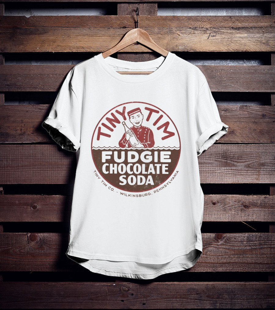 Tiny Tim Fudgie Chocolate Soda Wilkinsburg Pennsylvania Retro Beverage Branding T-Shirt