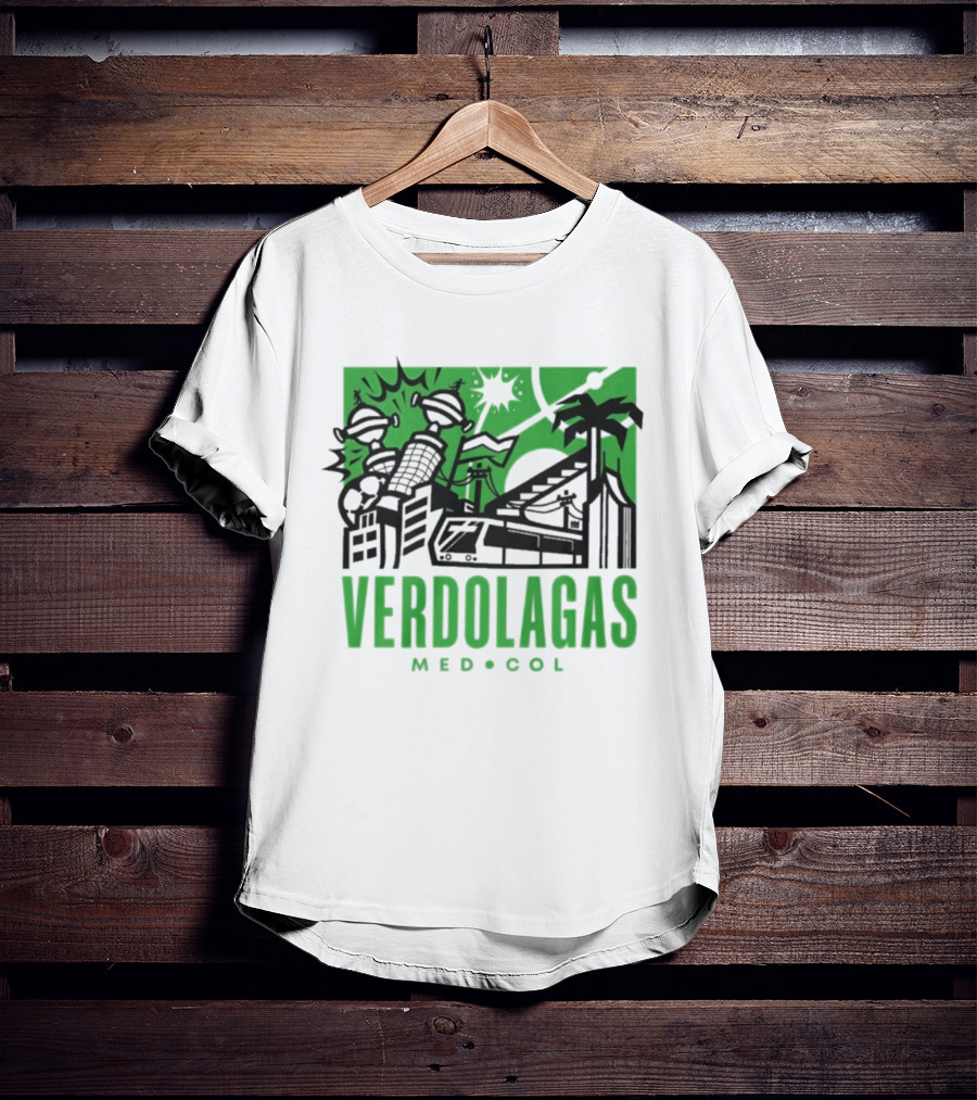 Verdolagas Med Col Medellín Paisa Culture Soccer Skyline Palm Trees T-Shirt