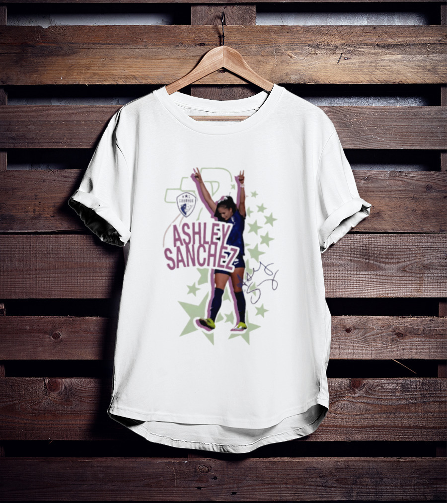 Ashley Sanchez North Carolina Courage Celebration With Stars And Autograph T-Shirt