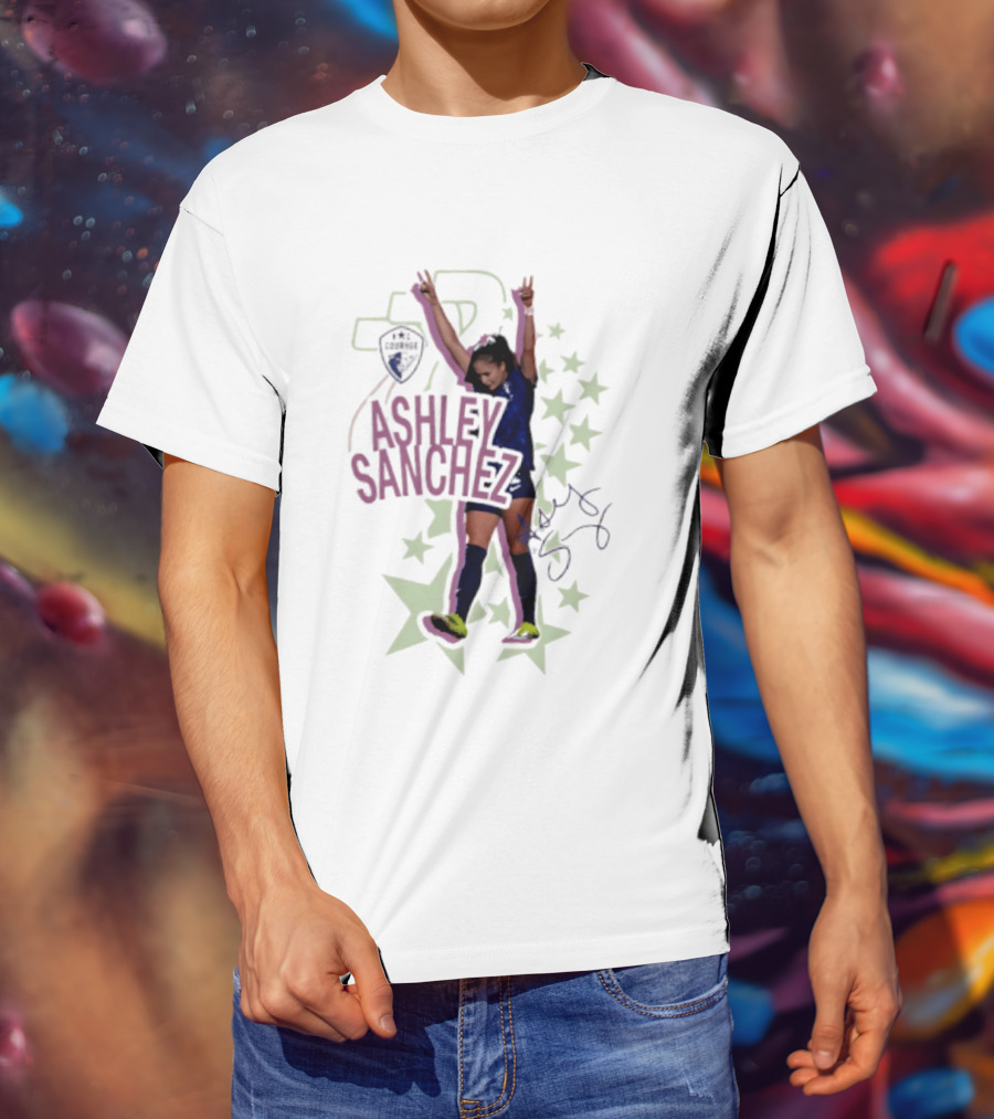 Ashley Sanchez North Carolina Courage Celebration With Stars And Autograph T-Shirt