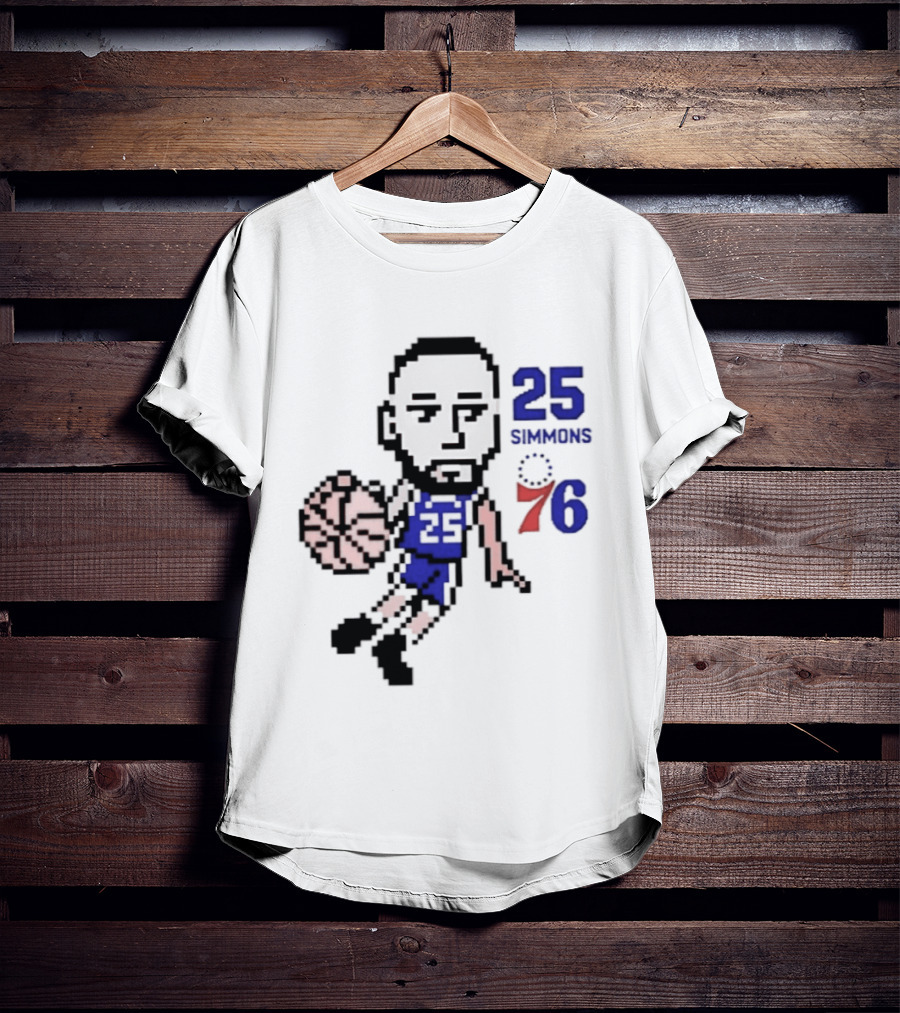 Ben Simmons 25 Philadelphia 76ers Pixel Art With Basketball T-Shirt