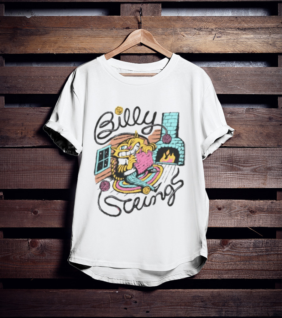 Billy Strings Store Yarn Ladies Nathan Hardyman Cat Knitting By Fireplace T-Shirt