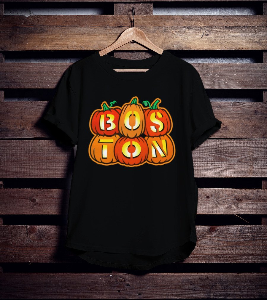 Boston Jack O' Lanterns Halloween Pumpkin Stack T-Shirt