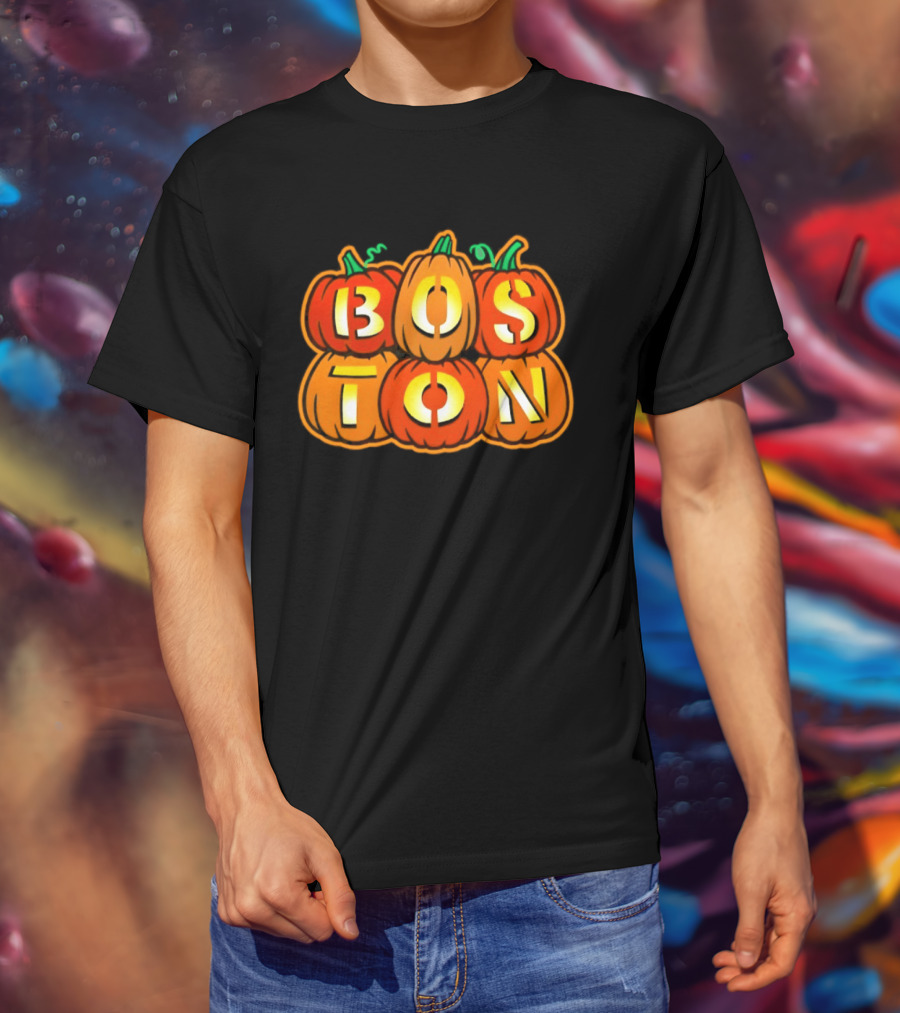 Boston Jack O' Lanterns Halloween Pumpkin Stack T-Shirt