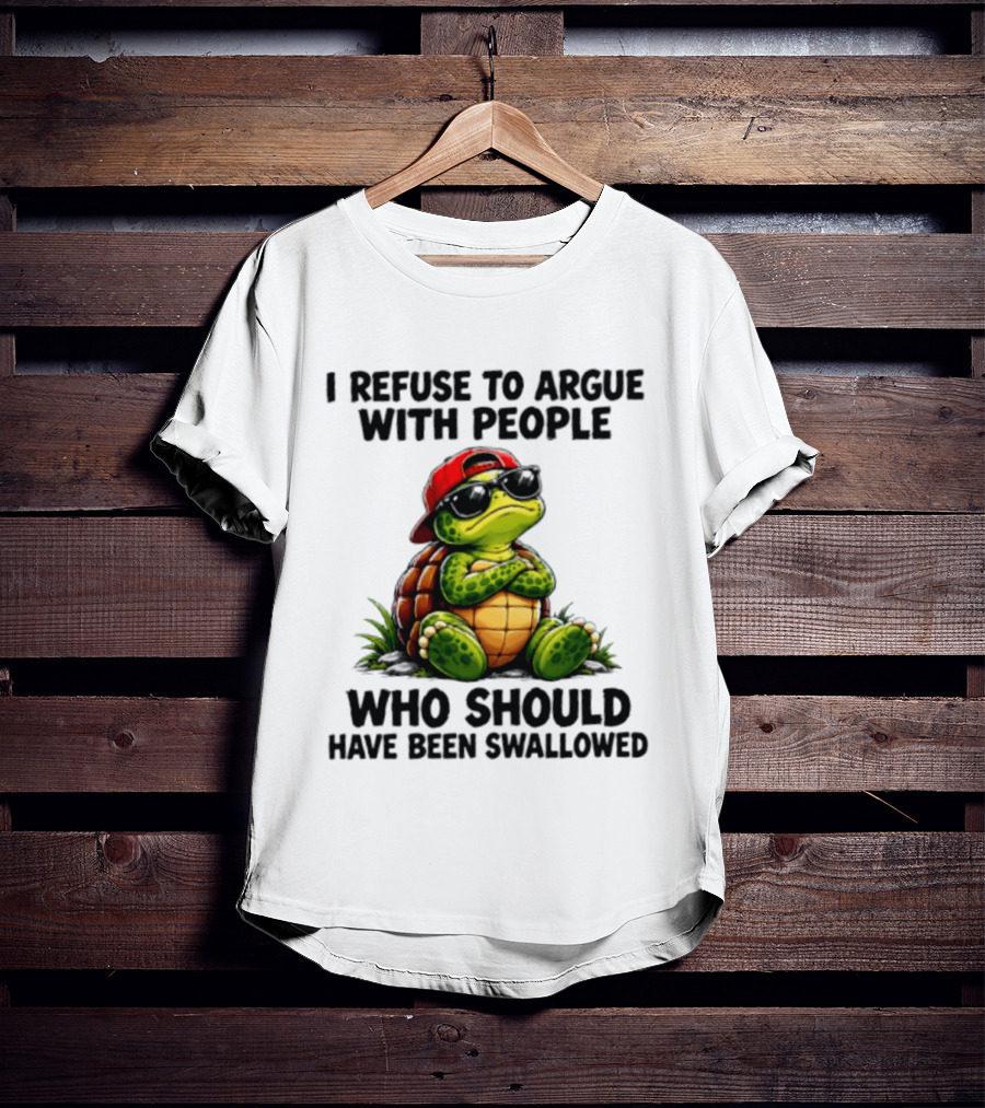 I Refuse To Argue Cool Turtle Red Hat Sunglasses Retro Fun T-Shirt