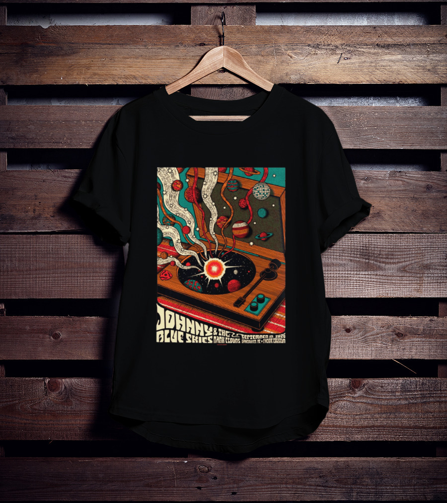 Johnny Blue Skies And The Dark Clouds Vancouver BC 2026 Event Live At Pacific Coliseum September 19 Vinyl Record Planets T-Shirt