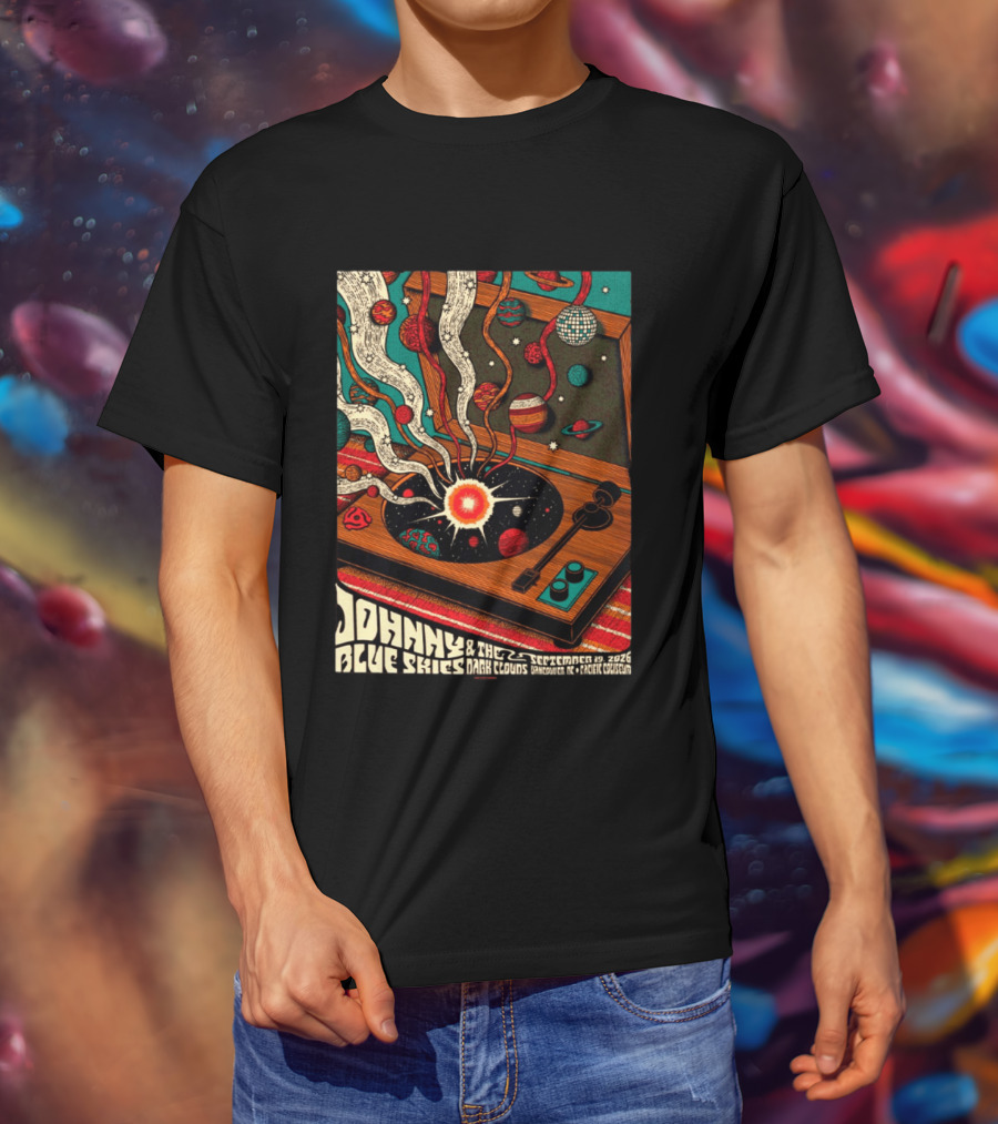Johnny Blue Skies And The Dark Clouds Vancouver BC 2026 Event Live At Pacific Coliseum September 19 Vinyl Record Planets T-Shirt