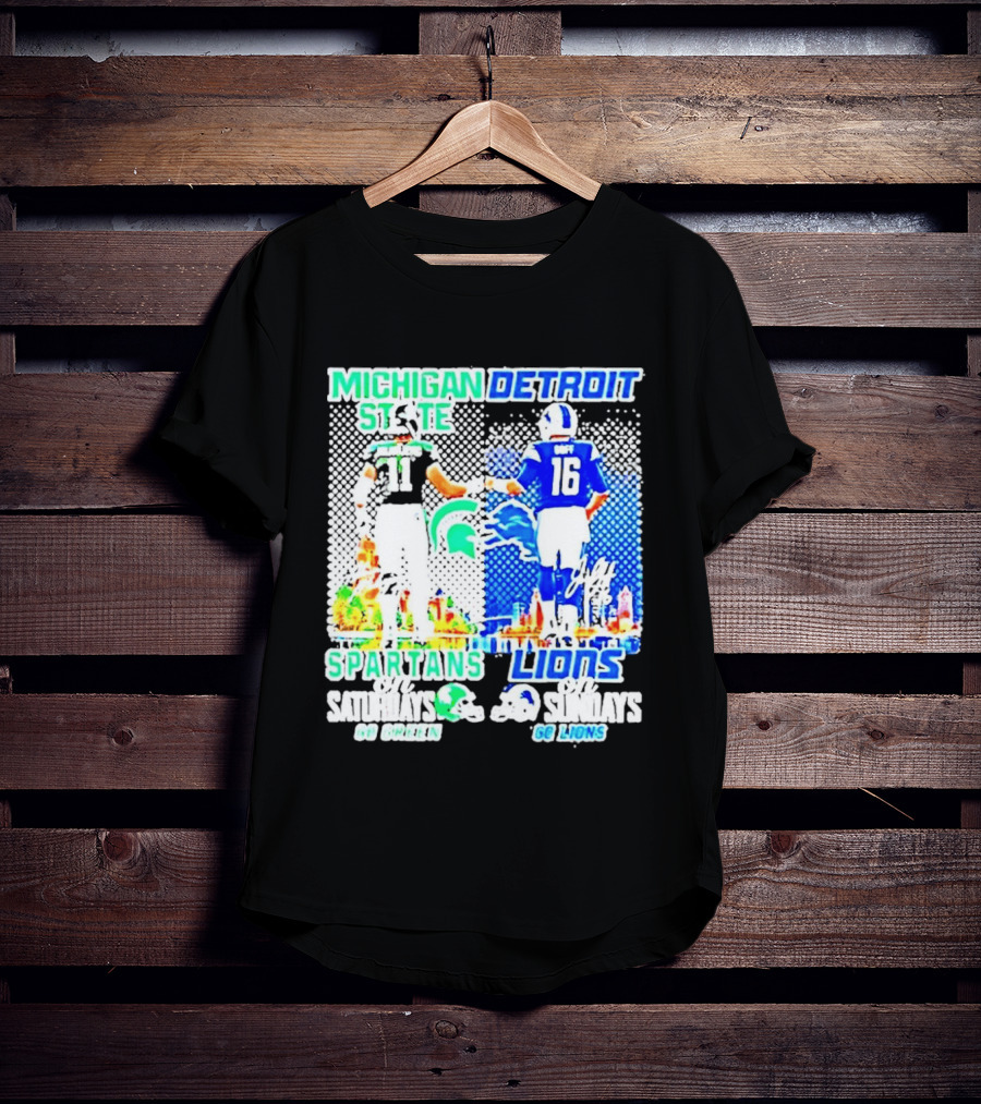 Michigan State Spartans Vs Detroit Lions Go Green Go Lions Football Showdown T-Shirt