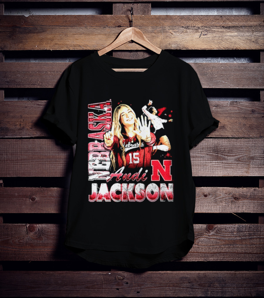 Andi Jackson 15 Nebraska Cornhuskers Collage T-Shirt