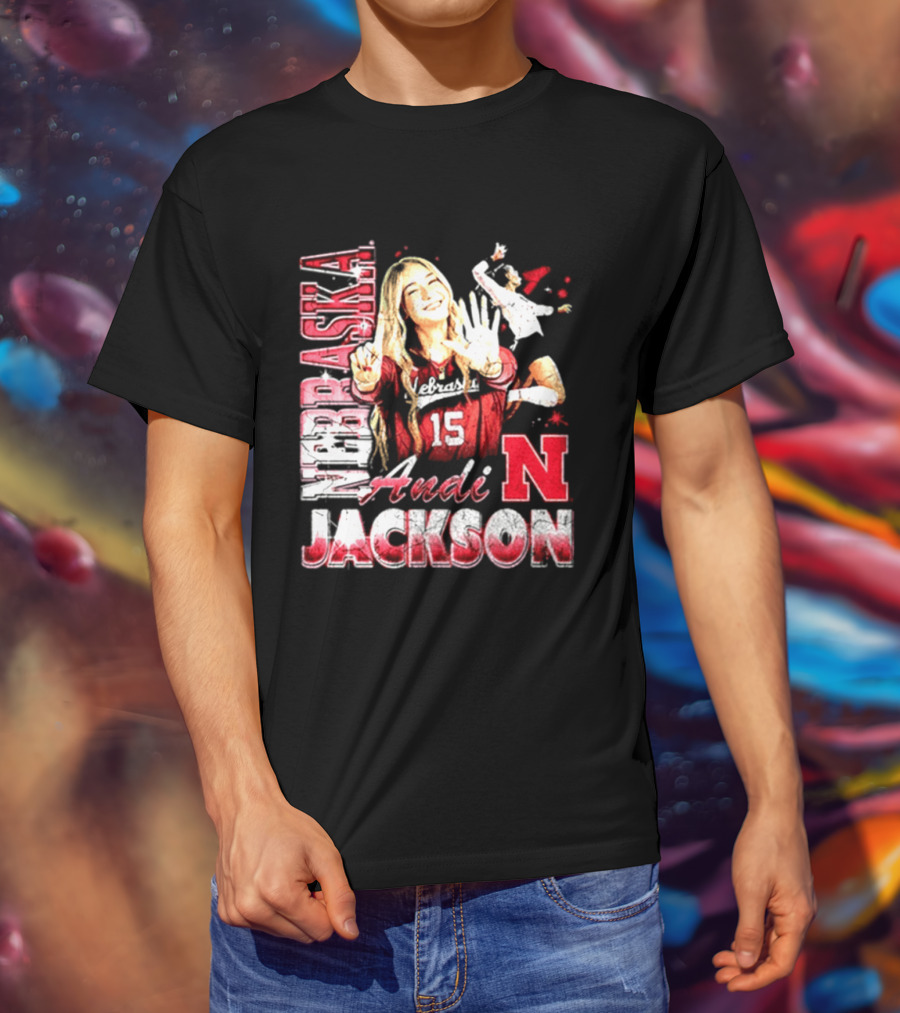 Andi Jackson 15 Nebraska Cornhuskers Collage T-Shirt