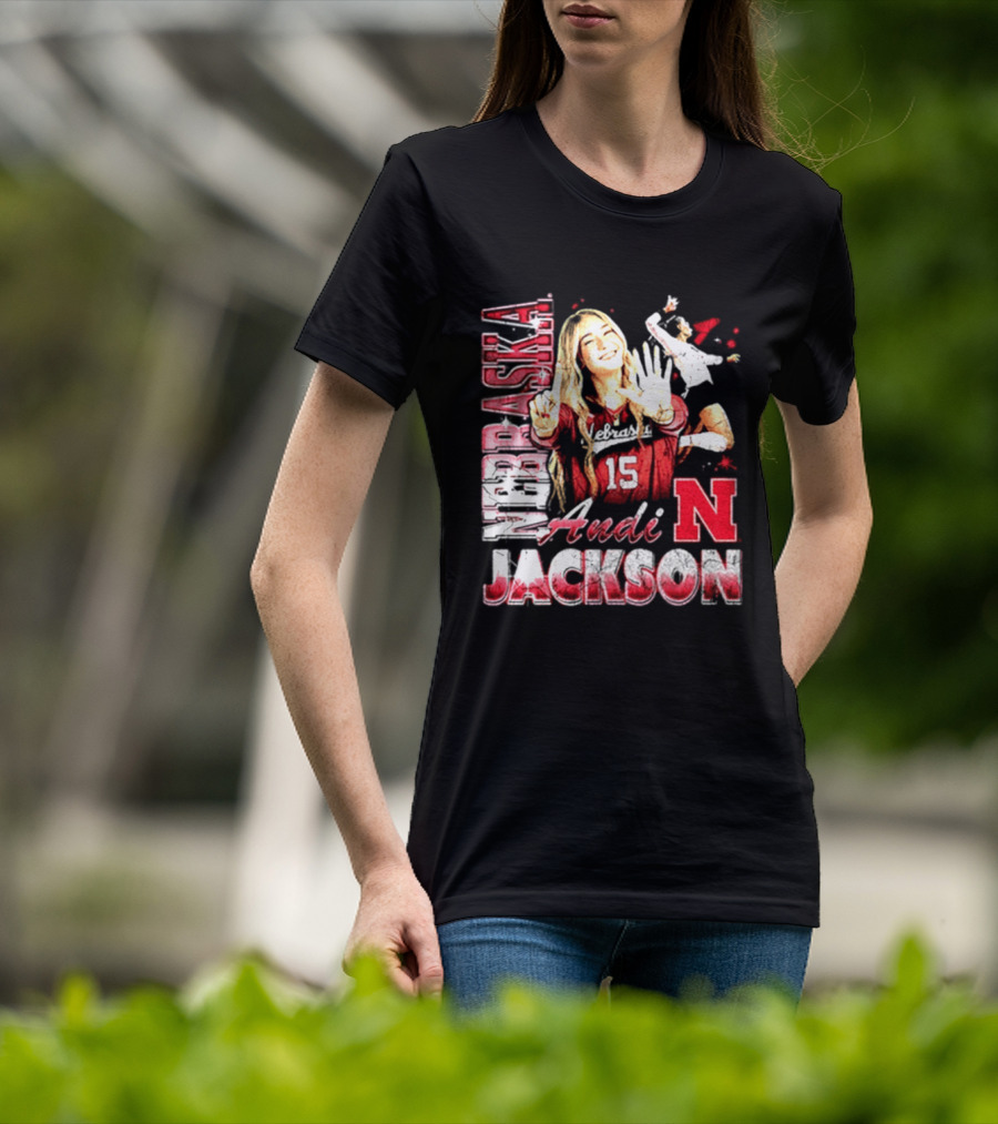 Andi Jackson 15 Nebraska Cornhuskers Collage T-Shirt