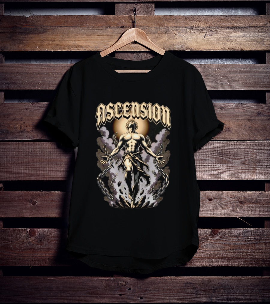 Ascension Man Breaking Chains Rising Sun Behind T-Shirt