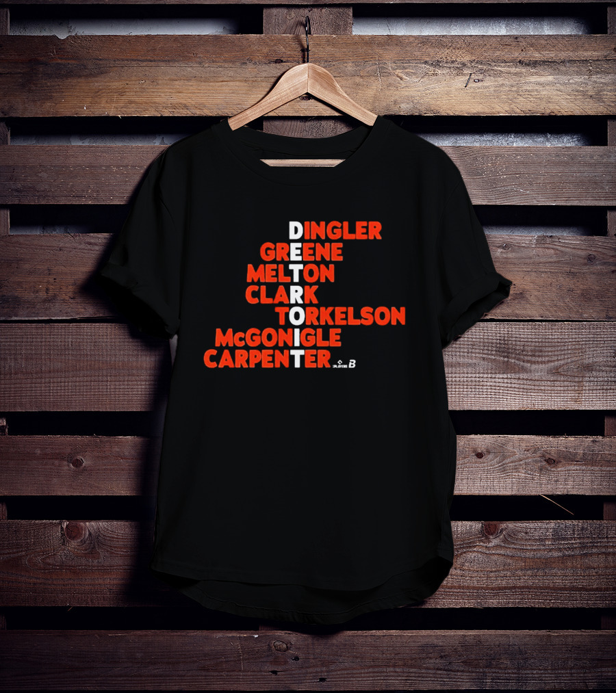 Detroit Baseball Players Names Dingler Greene Melton Clark Torkelson McGonigle Carpenter 2026 T-Shirt
