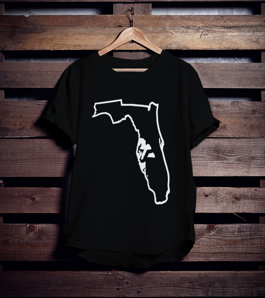 Florida State Outline Map White On Black T-Shirt