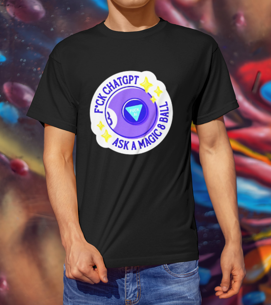 F*ck ChatGPT Ask A Magic 8 Ball F*ck AI Purple With Stars T-Shirt