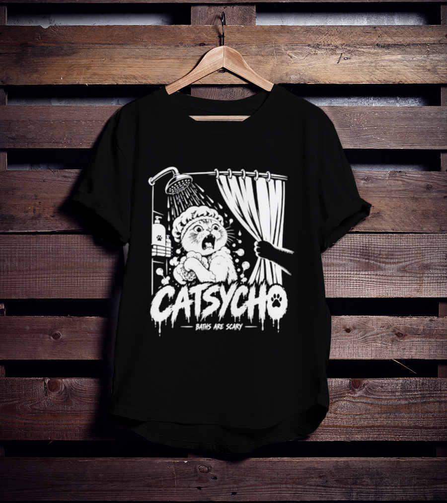 Catsycho Baths Are Scary Shower Scene With Cats T-Shirt