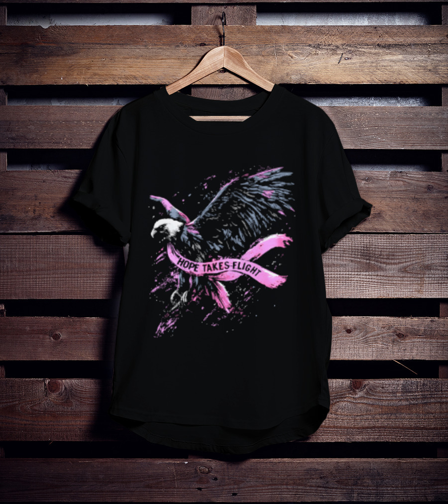 Hope Takes Flight Breast Cancer Awareness Pink Ribbon Eagle T-Shirt