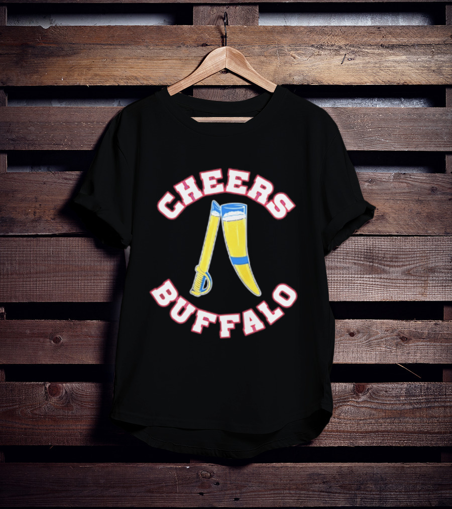 Cheers Buffalo Viking Drinking Horn And Saber T-Shirt