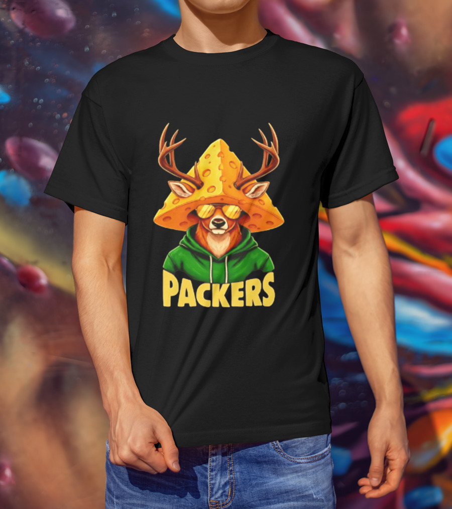 Cheesehead Deer Packers Fan Gear Green Bay Football T-Shirt