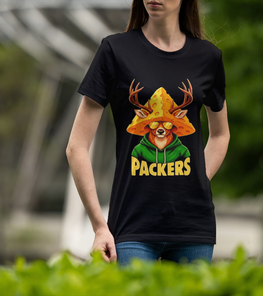 Cheesehead Deer Packers Fan Gear Green Bay Football T-Shirt