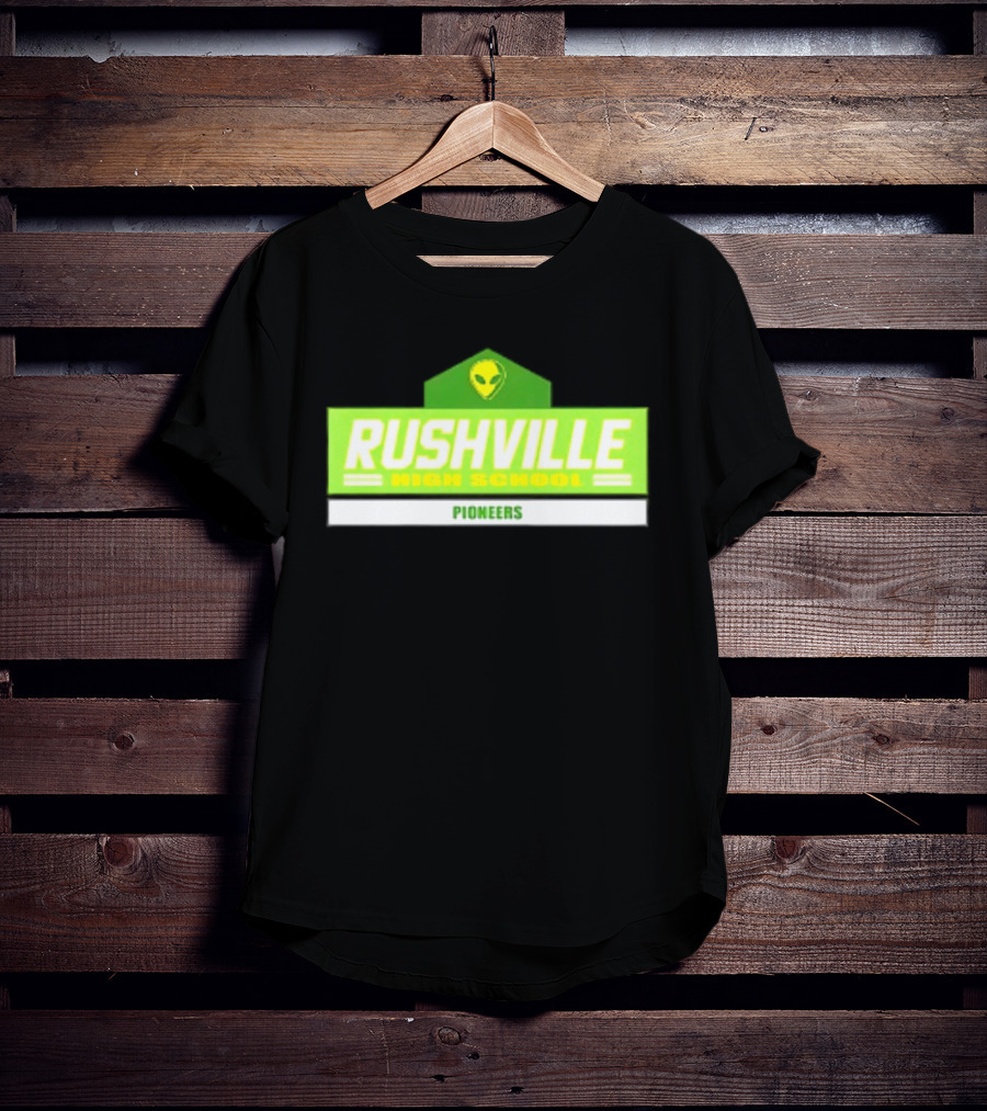 Rushville High School Pioneers Alien Logo Green T-Shirt