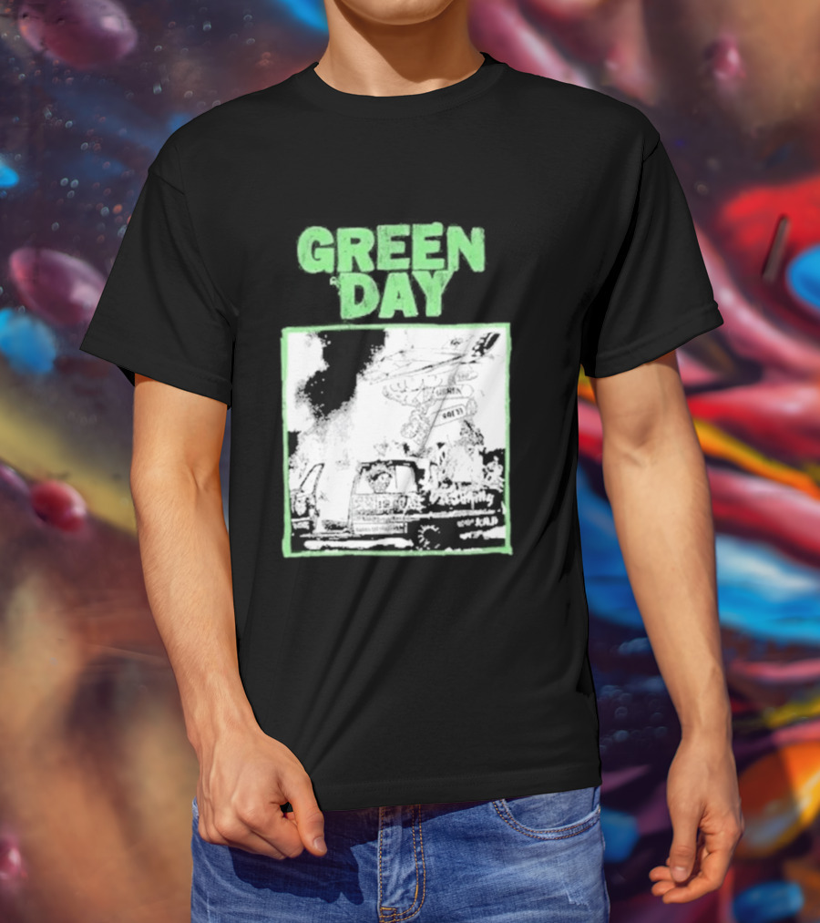 Green Day Riot Trio Vintage Sketch T-Shirt