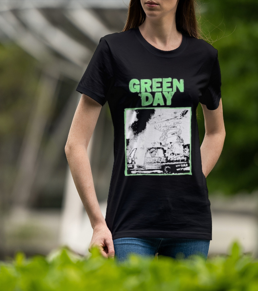 Green Day Riot Trio Vintage Sketch T-Shirt