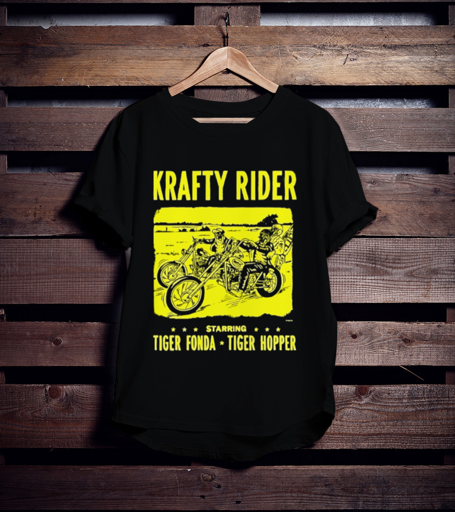 Krafty Rider Starring Tiger Fonda Tiger Hopper Vintage Motorcycle Adventure T-Shirt