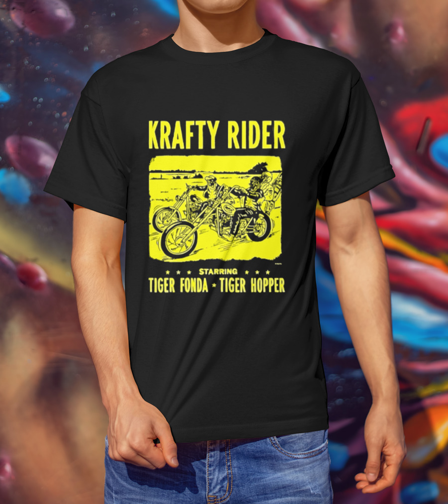 Krafty Rider Starring Tiger Fonda Tiger Hopper Vintage Motorcycle Adventure T-Shirt