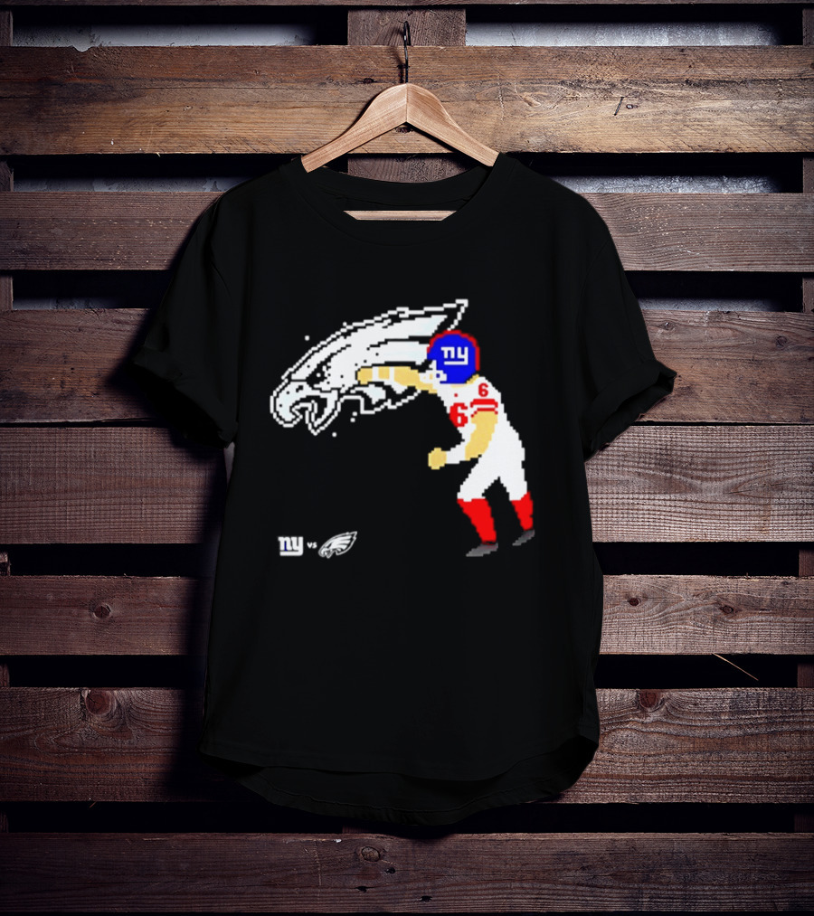 New York Giants Jaxson Dart Vs Philadelphia Eagles Retro Pixel T-Shirt