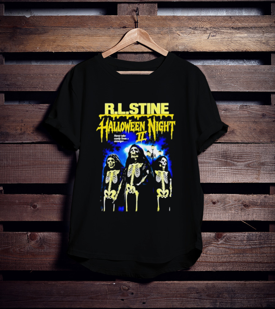R.L. Stine Halloween Night II Never Take Candy From A Stranger Skeleton Trio T-Shirt