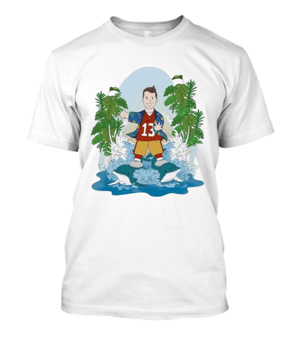 Brock Purdy 13 Surfing Dolphins Tropical Paradise Adventure T-Shirt