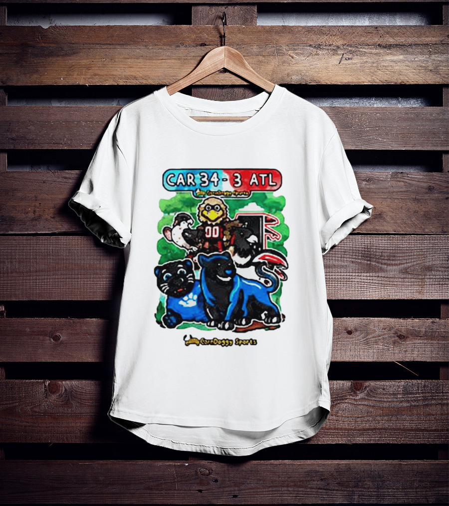 CAR 34 3 ATL CornDoggy Sports Panthers Falcons Cartoon Game Day T-Shirt