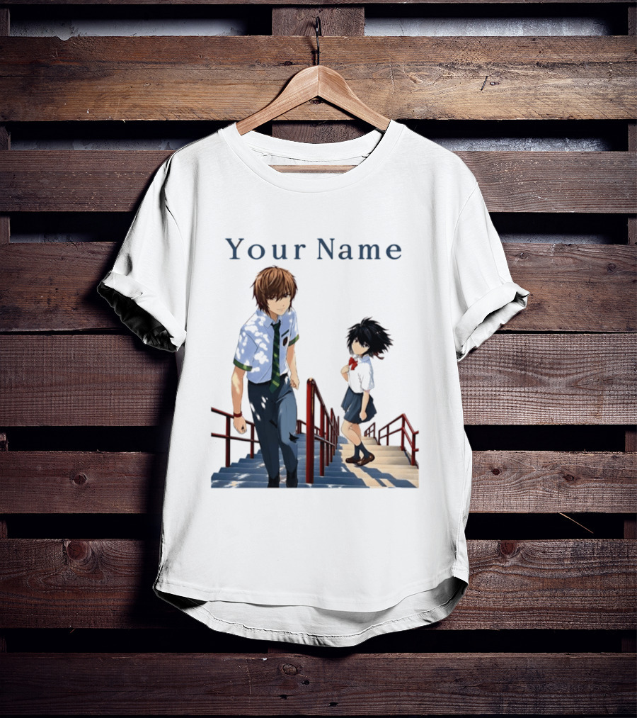 Light Yagami And Your Name Anime Crossover Stairs Scene T-Shirt