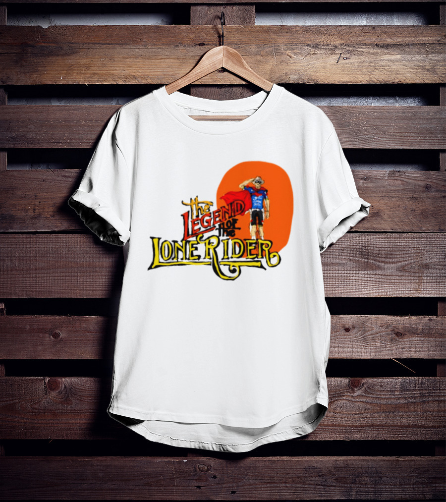 Legend Of The Lone Rider Cyclist Red Cape Blue Outfit T-Shirt
