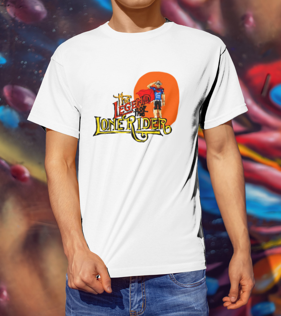 Legend Of The Lone Rider Cyclist Red Cape Blue Outfit T-Shirt