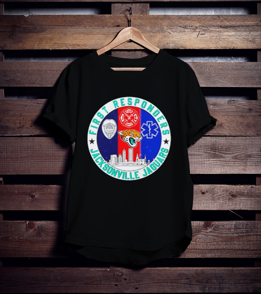 First Responders Jacksonville Jaguars Skyline Tribute 9.11 Memorial T-Shirt