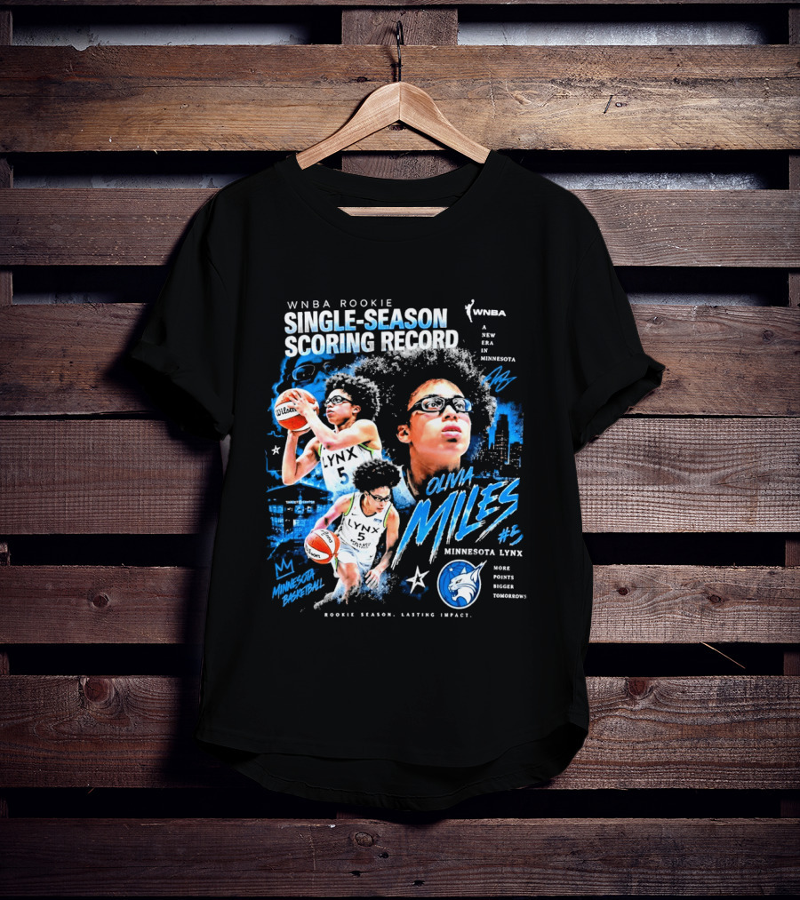 WNBA Rookie Olivia Miles Minnesota Lynx Single Season Scoring Record Impact T-Shirt