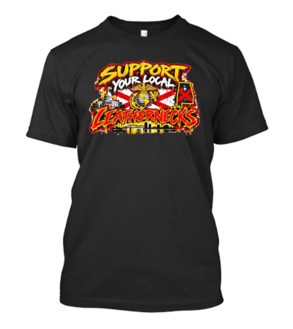 Support Your Local Leathernecks Alabama Marine Emblem Capitol Artillery Flag T-Shirt