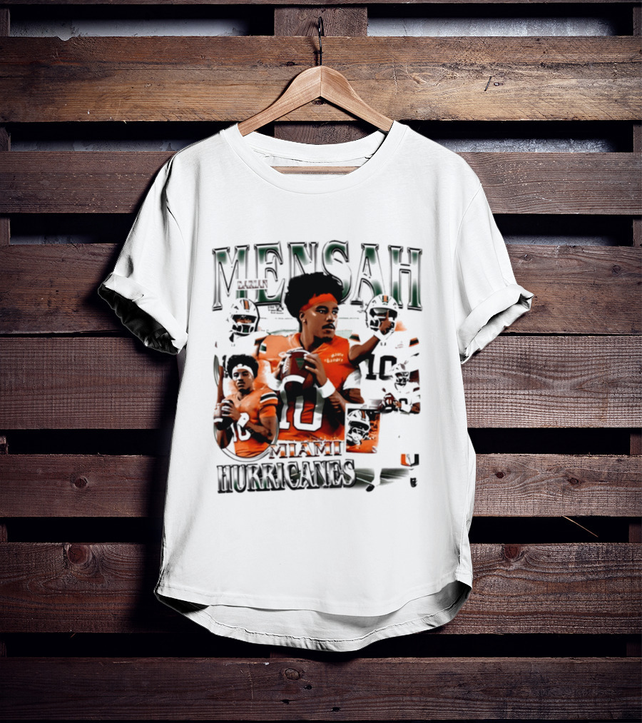 Darian Mensah Miami Hurricanes 10 Football Player Collage T-Shirt