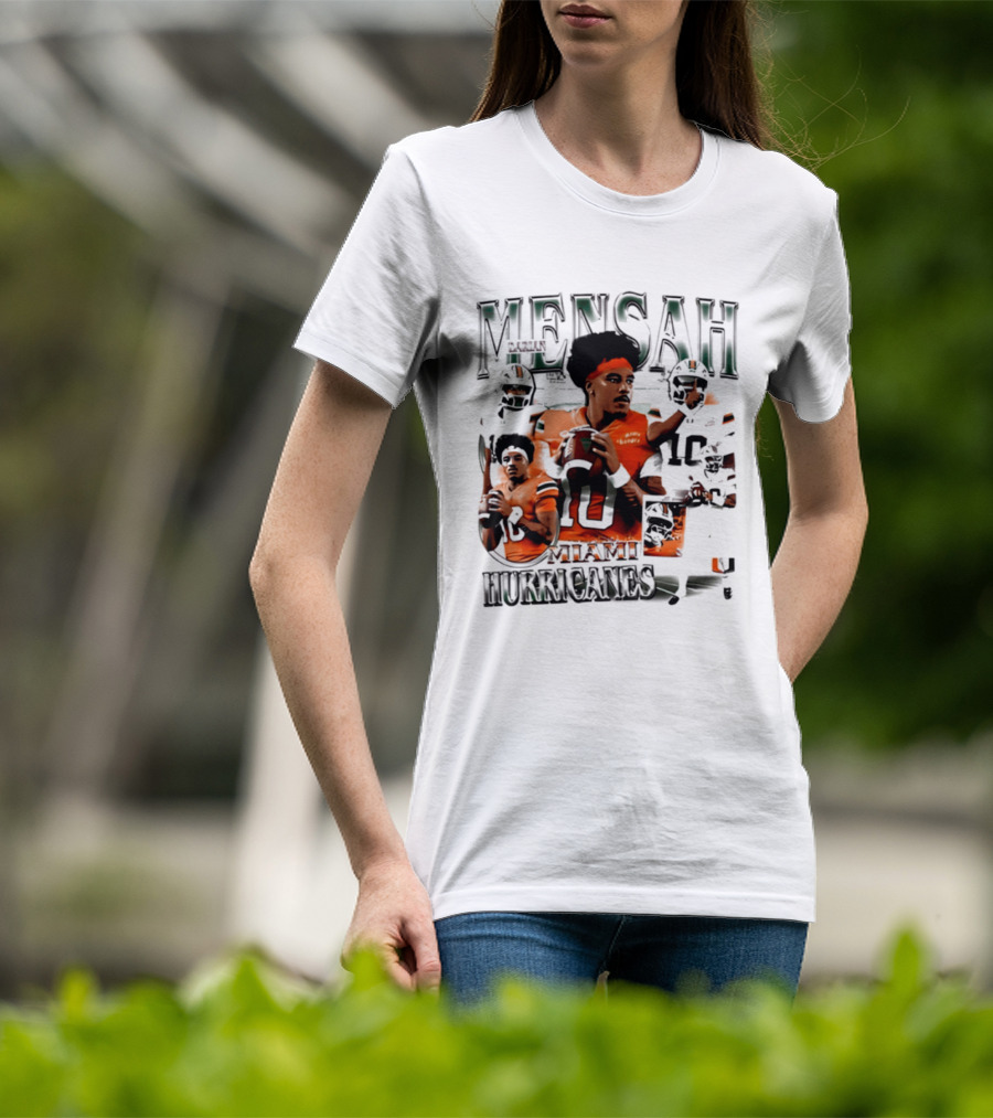 Darian Mensah Miami Hurricanes 10 Football Player Collage T-Shirt