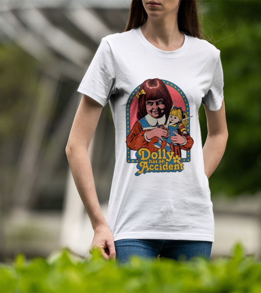 Dolly Has An Accident Creepy Doll Steven Rhodes T-Shirt