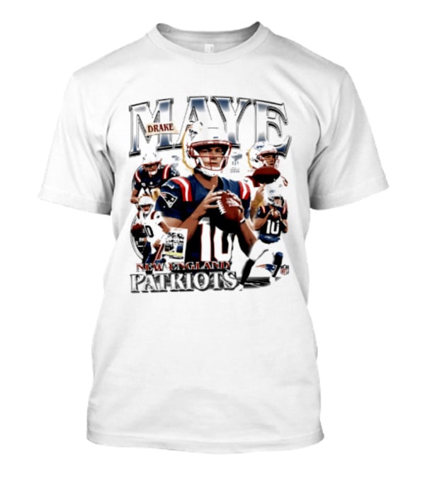 Drake Maye New England Patriots 2026 Player Collage Football Jersey T-Shirt