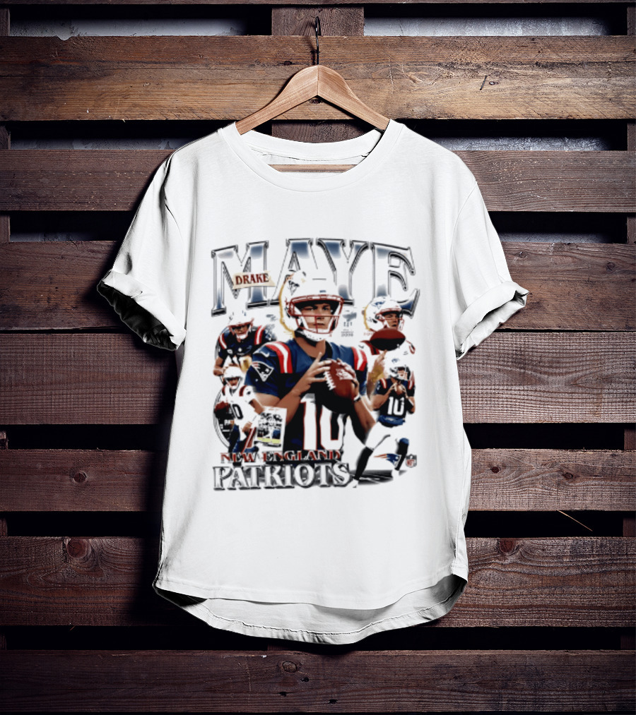 Drake Maye New England Patriots 2026 Player Collage Football Jersey T-Shirt