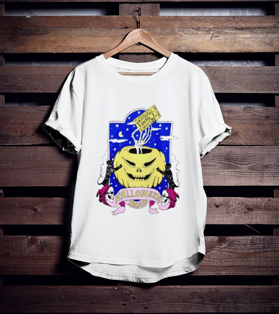 Grateful Dead Halloween Skeleton Hand With Pumpkin And Ticket 1971 T-Shirt