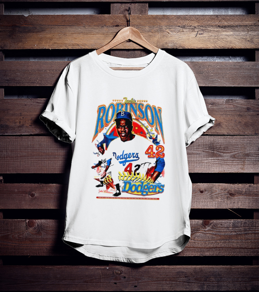 Jackie Robinson Dodgers 42 Legends Baseball Icon Two Sided T-Shirt