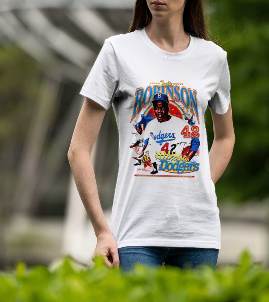 Jackie Robinson Dodgers 42 Legends Baseball Icon Two Sided T-Shirt