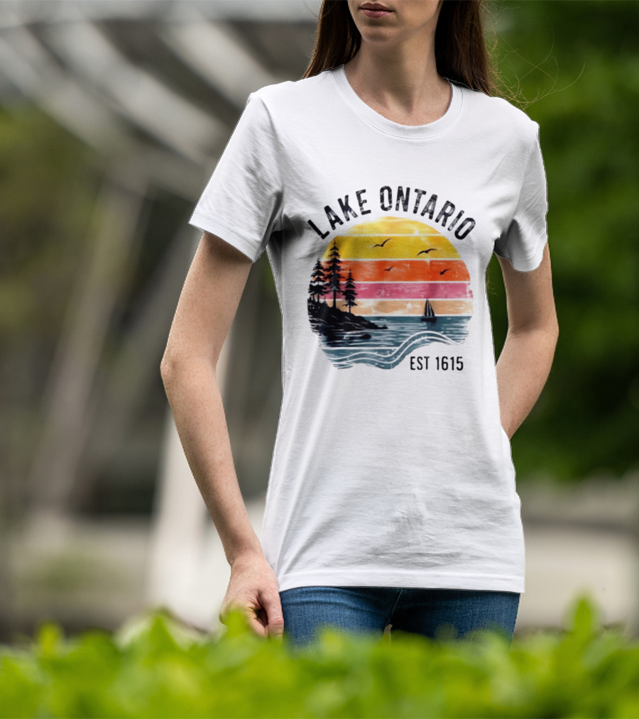 Lake Ontario Est 1615 Great Lakes Nature Sunset Sailing Scene T-Shirt
