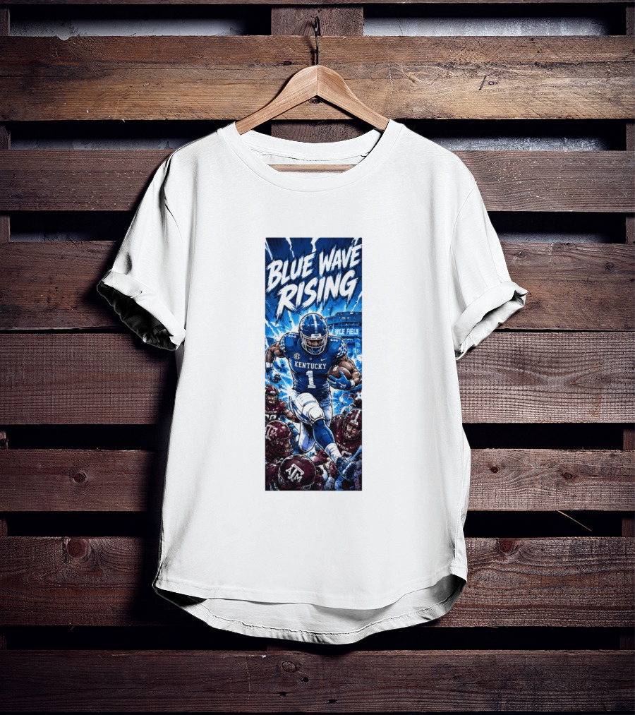 Blue Wave Rising 2026 Kentucky Wildcats Running Back Kyle Field Football Action T-Shirt