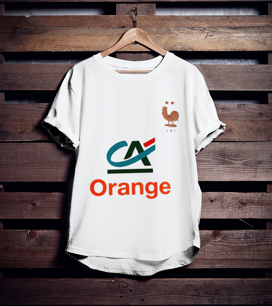 Crédit Agricole Orange Rooster Emblem With Stars And FF T-Shirt